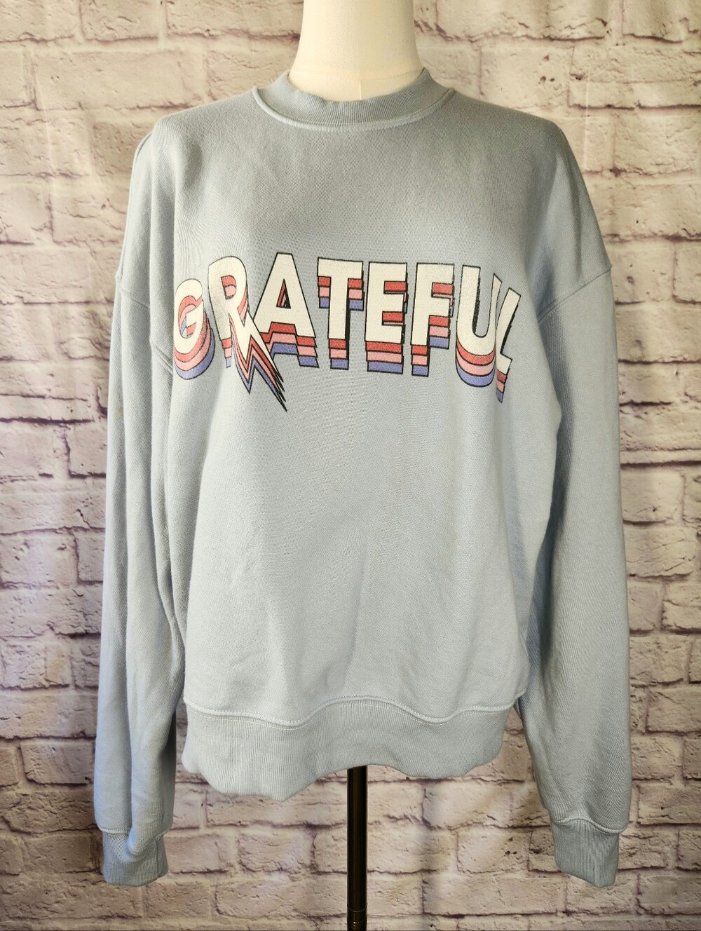 Spiritual Gangster La Brea Crew-Neck Grateful Sweatshirt Sz Small Ice Blue